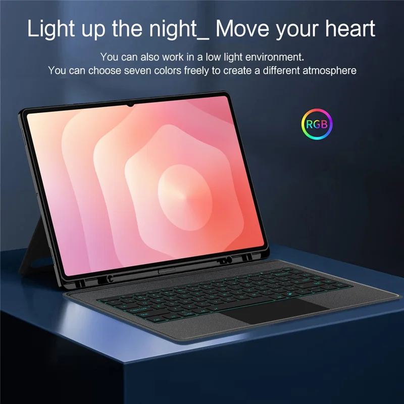 For Samsung Galaxy Tab S11 Ultra Leather Case + Bluetooth-Compatible Keyboard with Backlight Trackpad