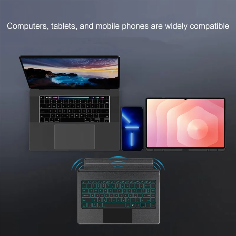 For Samsung Galaxy Tab S11 Ultra Leather Case + Bluetooth-Compatible Keyboard with Backlight Trackpad