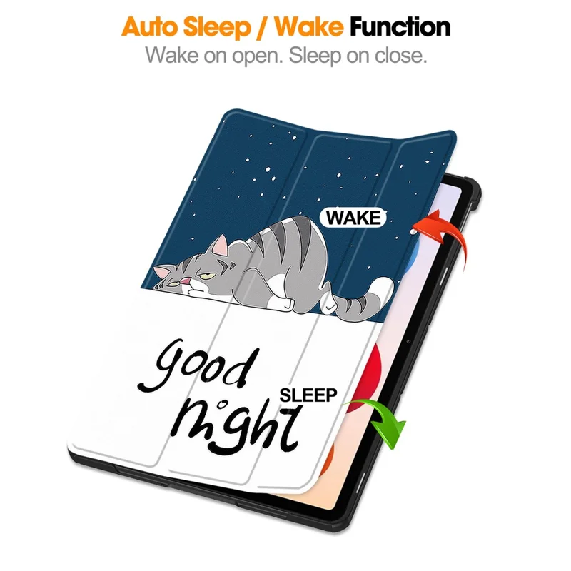 Til Xiaomi Redmi Pad 2 Pro Skåle med Mønstertrykt Læderstand til Tablet - Kat