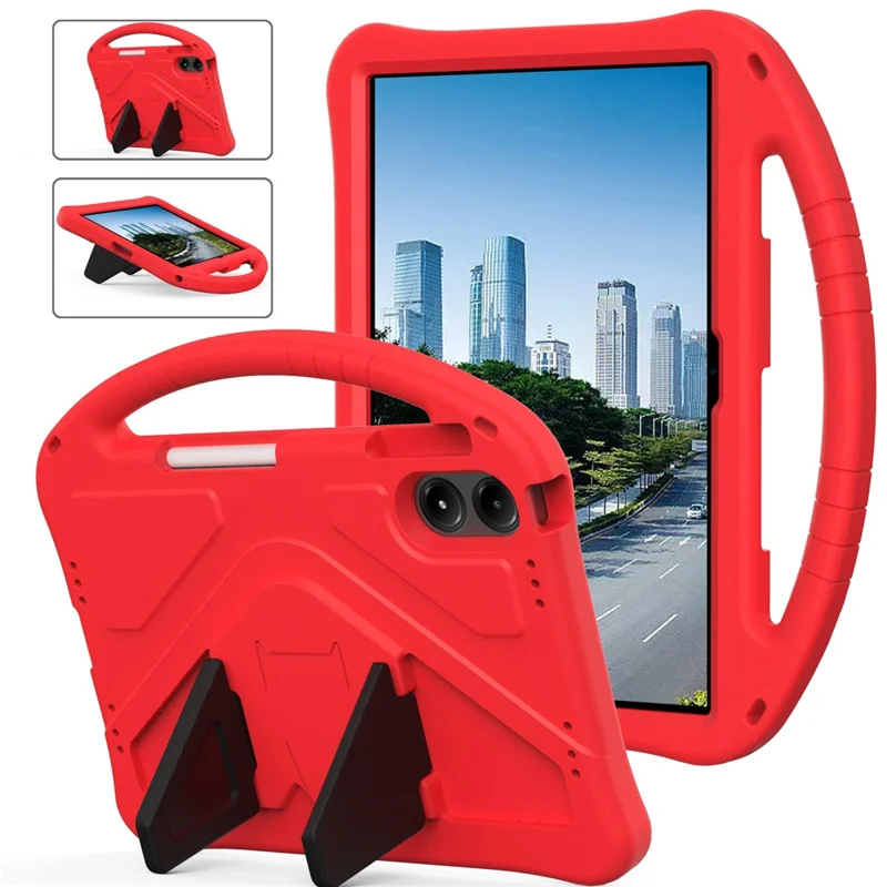 For Xiaomi Redmi Poco Pad M1 / Redmi Pad 2 Pro Case EVA Tablet Cover with Handle Kickstand Children Friendly - Red