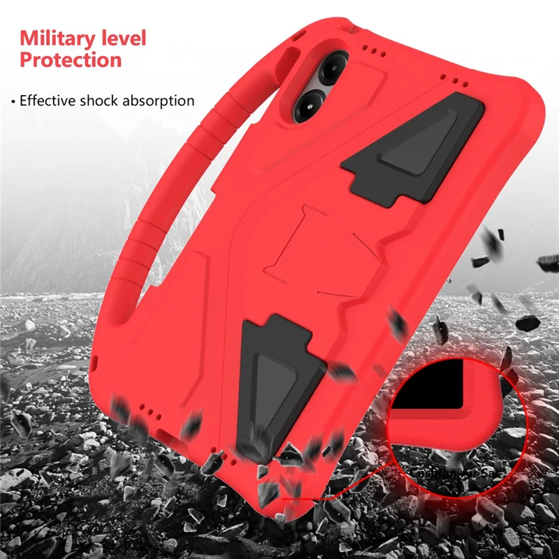 For Xiaomi Redmi Poco Pad M1 / Redmi Pad 2 Pro Case EVA Tablet Cover with Handle Kickstand Children Friendly - Red
