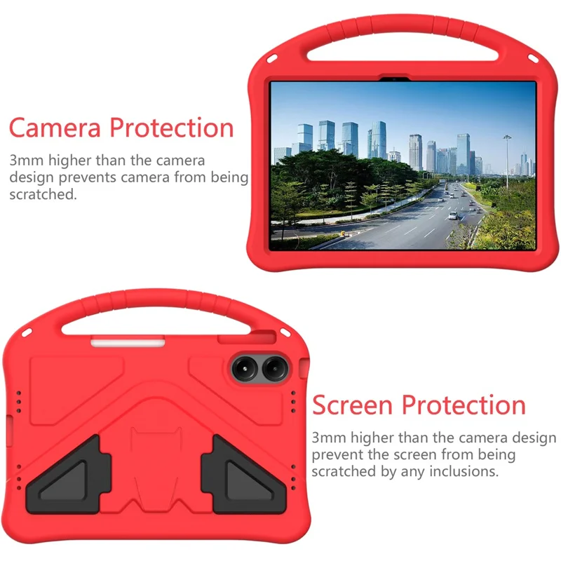 For Xiaomi Redmi Poco Pad M1 / Redmi Pad 2 Pro Case EVA Tablet Cover with Handle Kickstand Children Friendly - Red