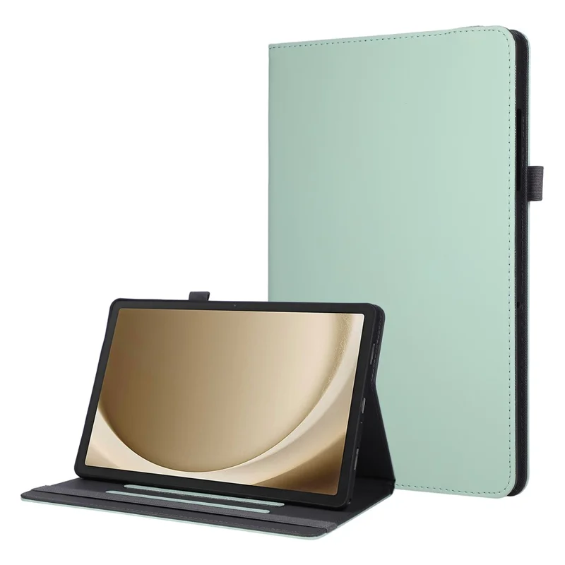 For Samsung Galaxy Tab A11 / A9 Case Foldable Stand Leather Tablet Cover with Handheld Wristband - Green