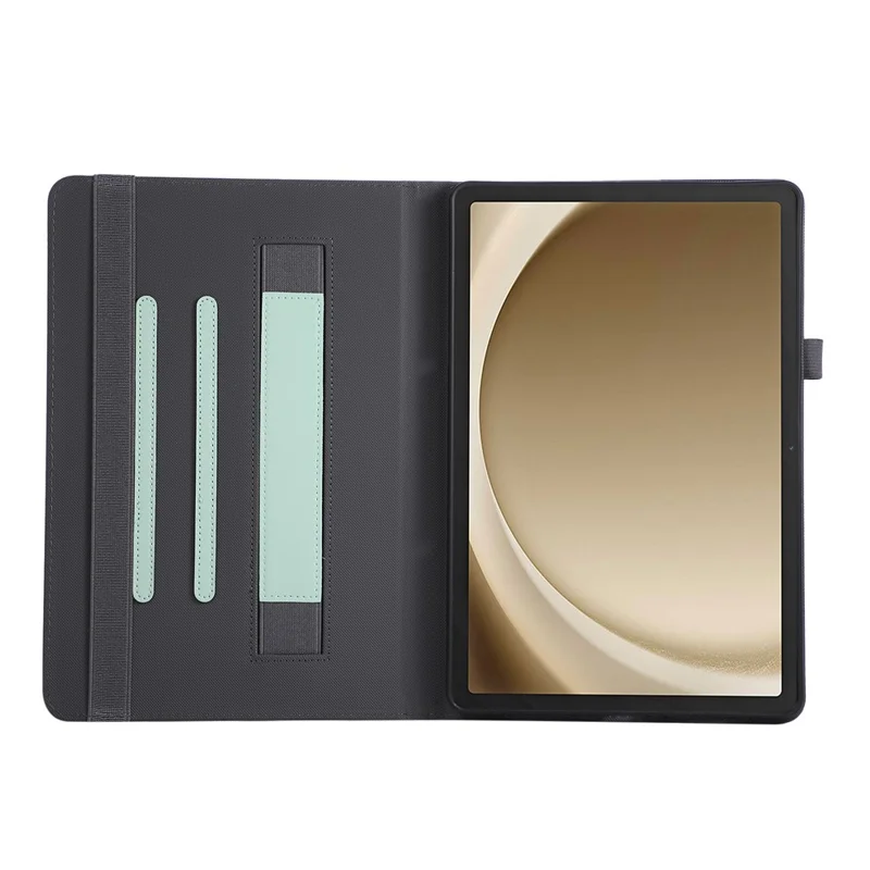 For Samsung Galaxy Tab A11 / A9 Case Foldable Stand Leather Tablet Cover with Handheld Wristband - Green