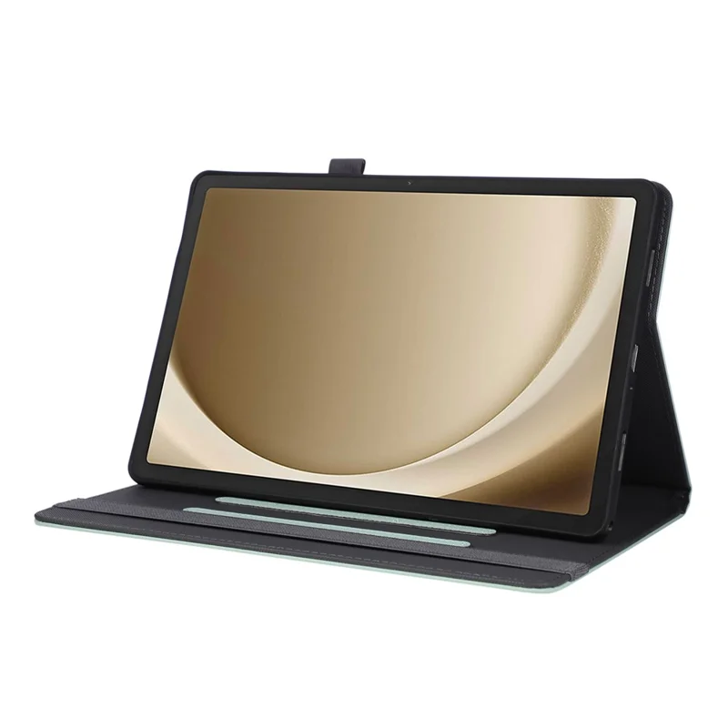 For Samsung Galaxy Tab A11 / A9 Case Foldable Stand Leather Tablet Cover with Handheld Wristband - Green