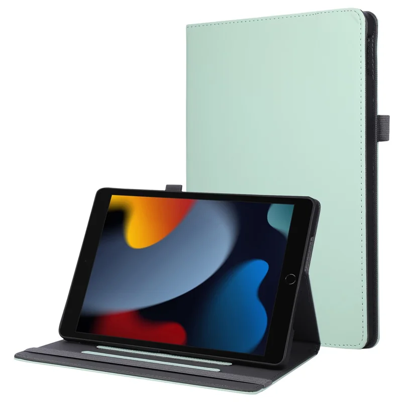 Tablet Case For iPad 10.2 (2021)  /  (2020)  /  (2019)  /  Air 10.5 inch (2019) Foldable Stand Leather Cover with Handheld Wristband - Green