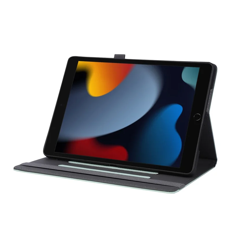 Tablet Case For iPad 10.2 (2021)  /  (2020)  /  (2019)  /  Air 10.5 inch (2019) Foldable Stand Leather Cover with Handheld Wristband - Green