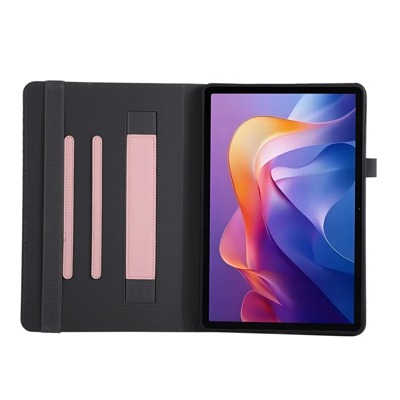 For Xiaomi Redmi Pad 2 Case Foldable Stand Leather Tablet Cover with Handheld Wristband - Pink