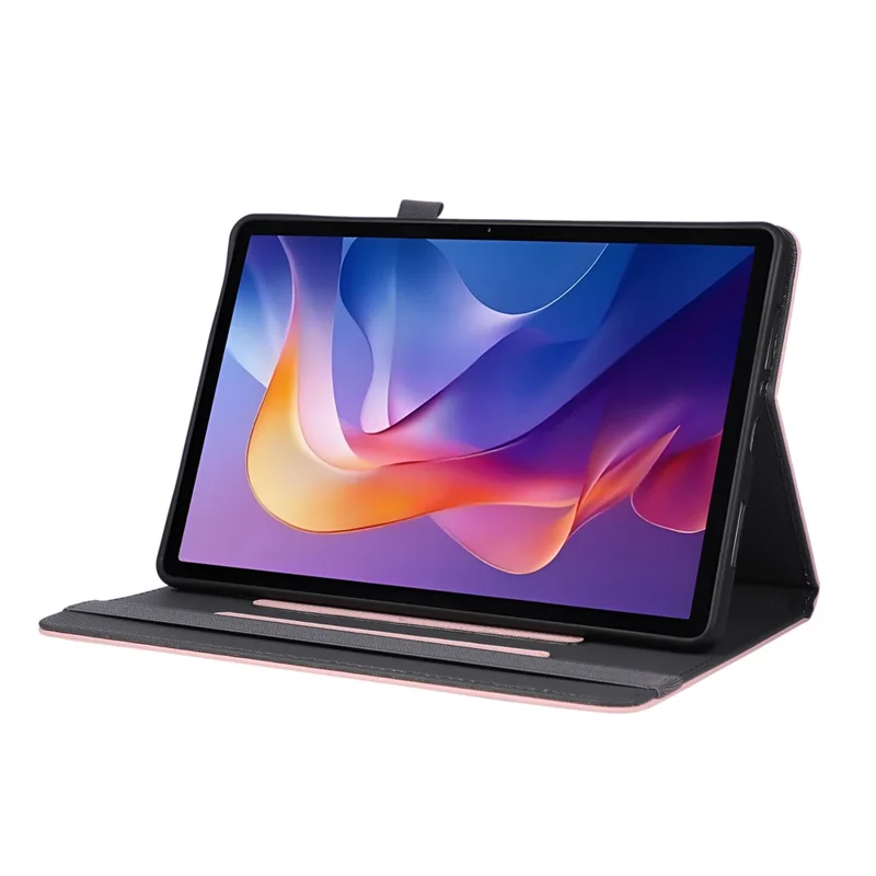 For Xiaomi Redmi Pad 2 Case Foldable Stand Leather Tablet Cover with Handheld Wristband - Pink