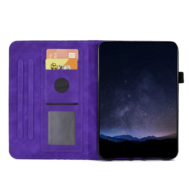 Custodia per Samsung Galaxy Tab S11 - Slot per Schede, Motivo a Blocchi, Rivestimento in Pelle - Viola