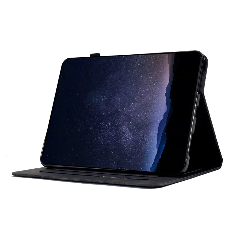 For Samsung Galaxy Tab S11 Leather Case Tree Pattern Card Slots Stand Cover - Black