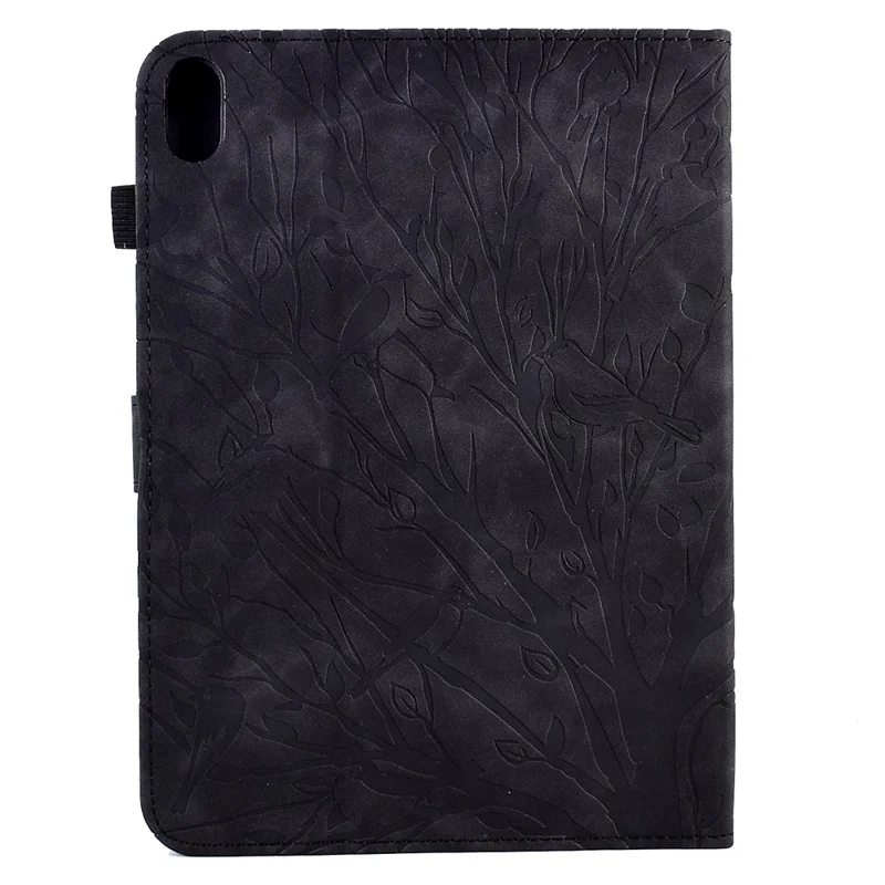 For Samsung Galaxy Tab S11 Leather Case Tree Pattern Card Slots Stand Cover - Black