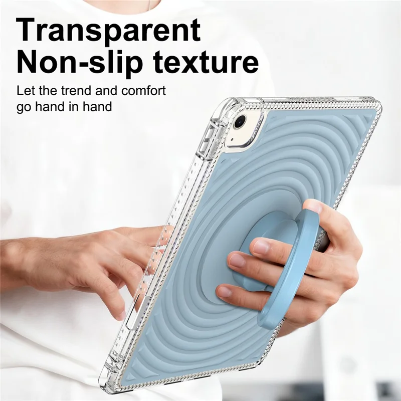 For iPad Air 11 (2025)  /  (2024) Case Kickstand Wave Pattern Shockproof TPU + PC Tablet Cover - Baby Blue
