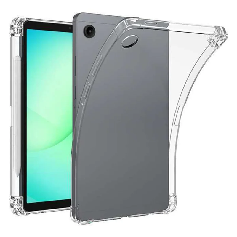Funda para Samsung Galaxy Tab A11 Reforzada en las Cuatro Esquinas Antideslizante Cubierta de Tableta de TPU Transparente con Ranura para Bolígrafo