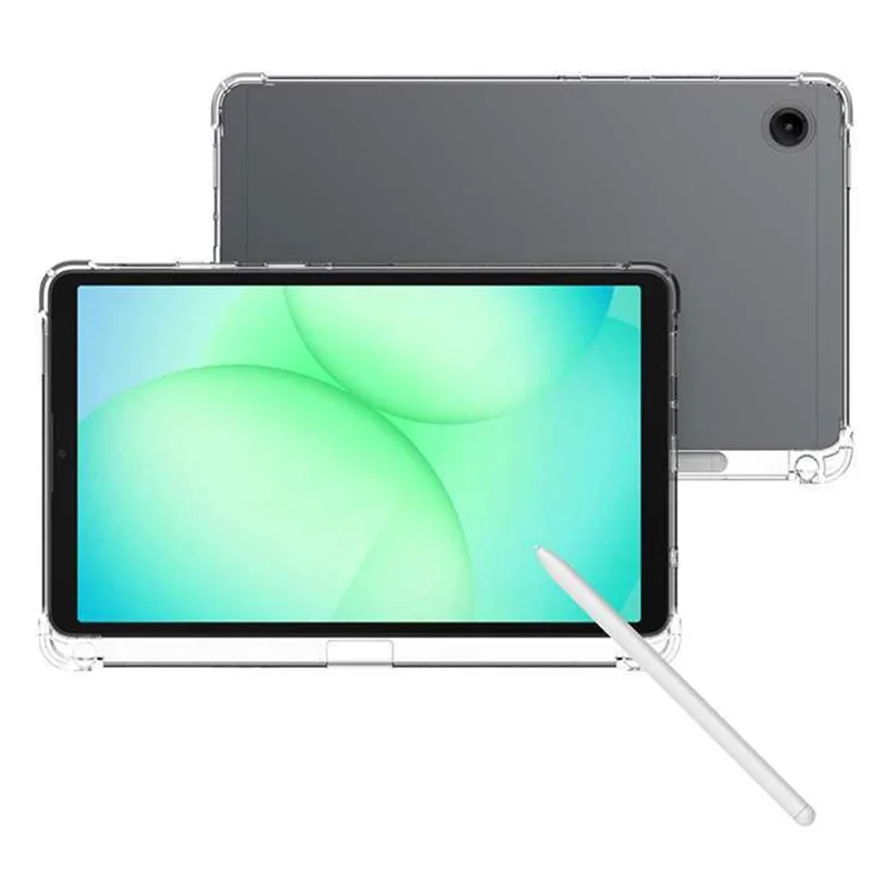 Funda para Samsung Galaxy Tab A11 Reforzada en las Cuatro Esquinas Antideslizante Cubierta de Tableta de TPU Transparente con Ranura para Bolígrafo