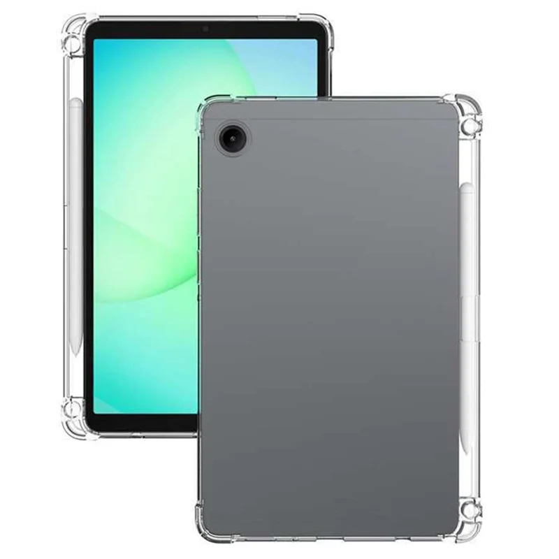 Funda para Samsung Galaxy Tab A11 Reforzada en las Cuatro Esquinas Antideslizante Cubierta de Tableta de TPU Transparente con Ranura para Bolígrafo
