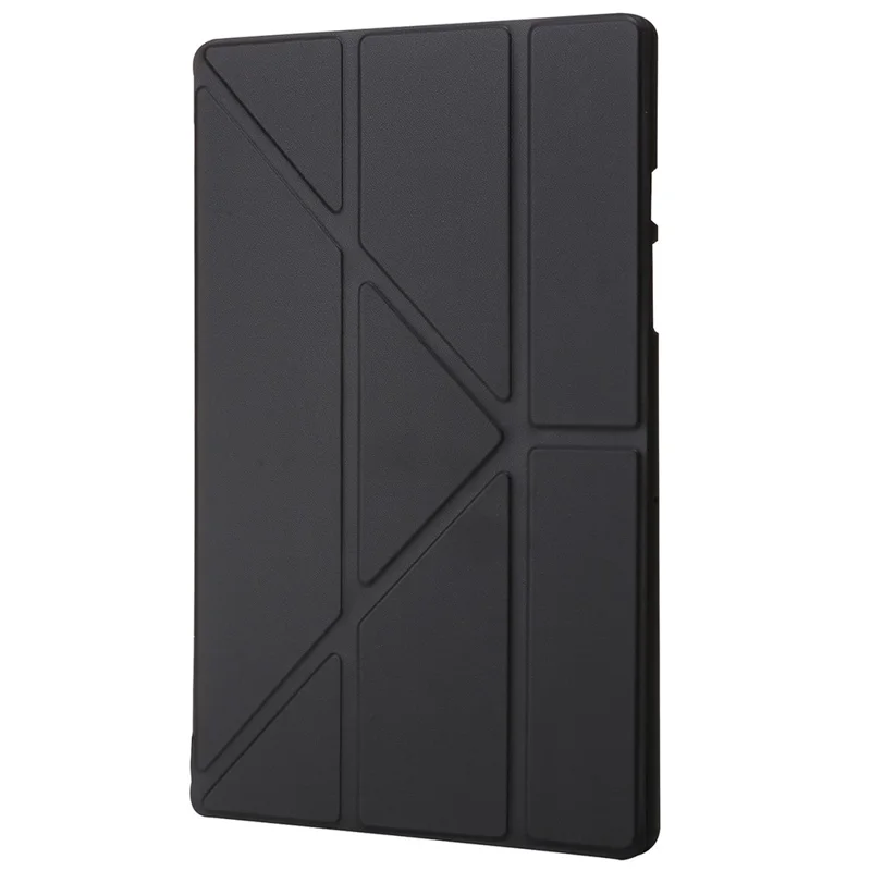 For Samsung Galaxy Tab A11+ Case PU Leather+Silicone Origami Stand Protective Cover - Black