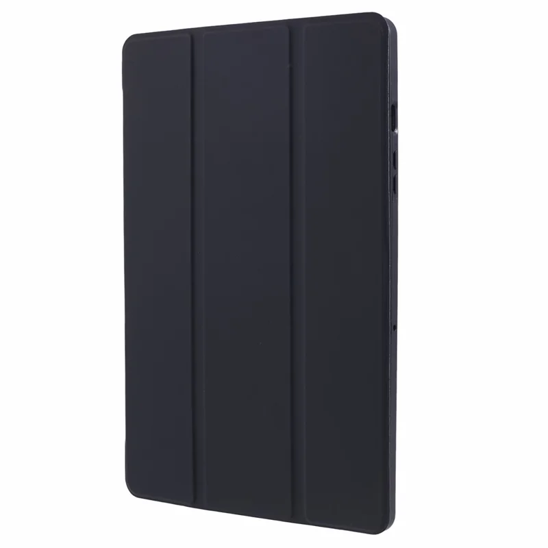 Zwart lederen hoesje voor Samsung Galaxy Tab A11 met honingraat TPU tabletcover en drieweg standaard