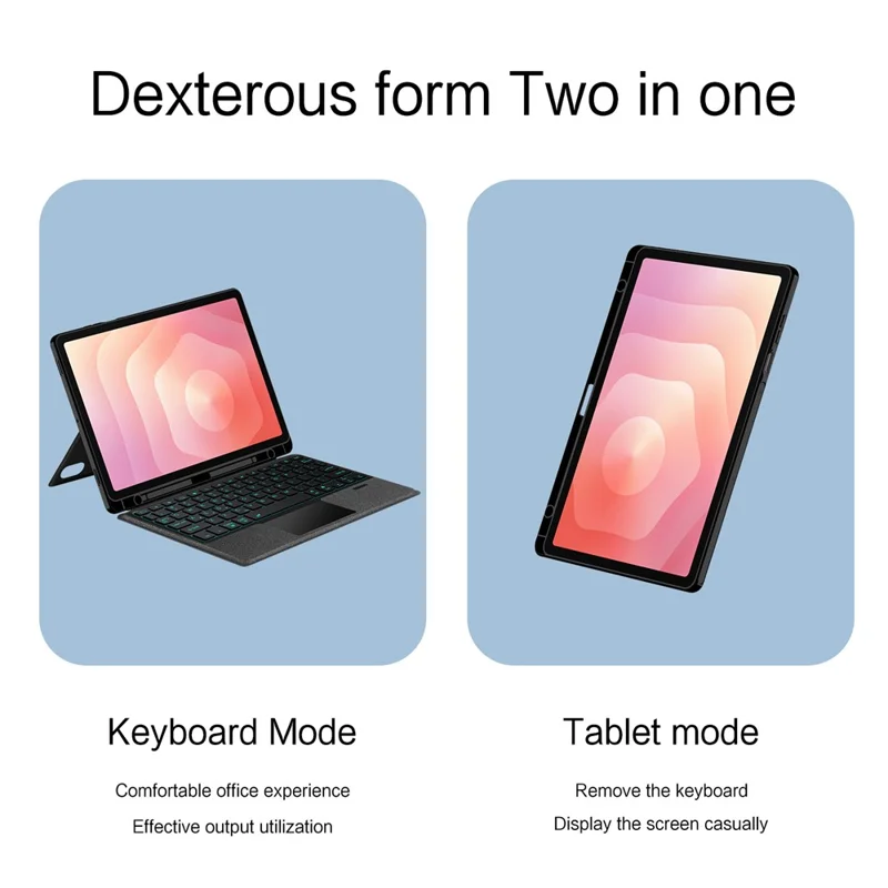 For Samsung Galaxy Tab S11 Leather Case + Bluetooth-Compatible Keyboard with Backlight Trackpad