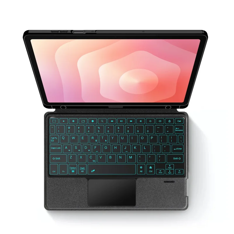 For Samsung Galaxy Tab S11 Leather Case + Bluetooth-Compatible Keyboard with Backlight Trackpad