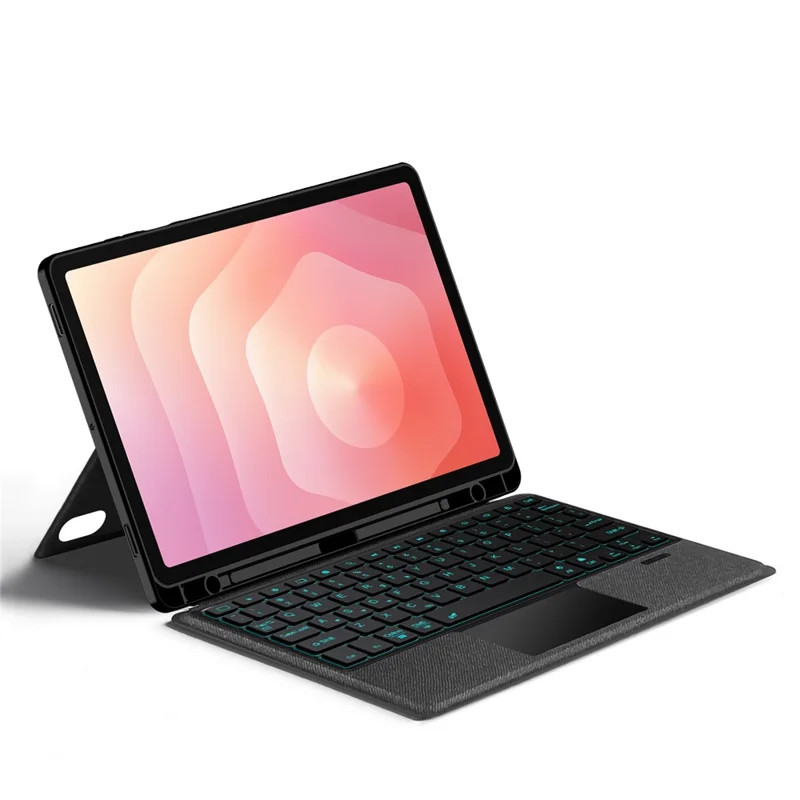 For Samsung Galaxy Tab S11 Leather Case + Bluetooth-Compatible Keyboard with Backlight Trackpad