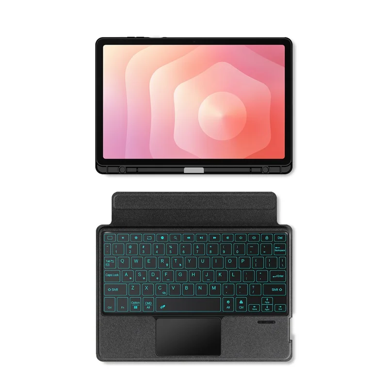 For Samsung Galaxy Tab S11 Leather Case + Bluetooth-Compatible Keyboard with Backlight Trackpad