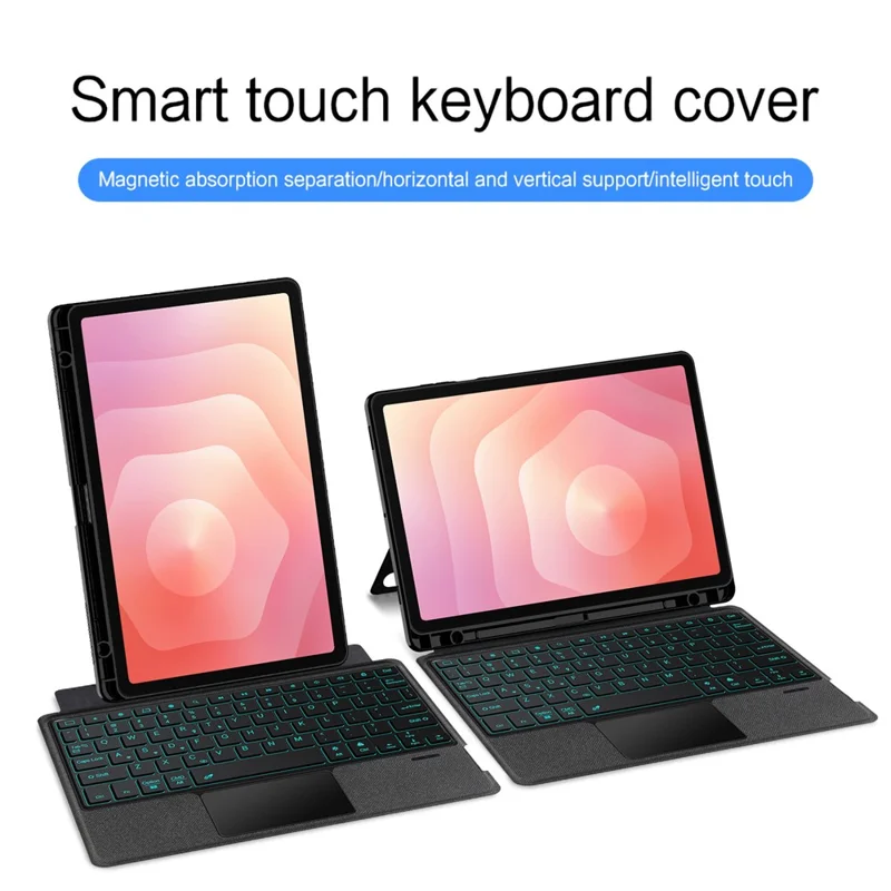 For Samsung Galaxy Tab S11 Leather Case + Bluetooth-Compatible Keyboard with Backlight Trackpad