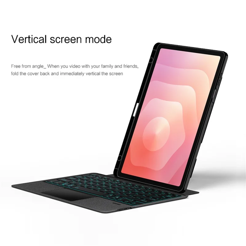 For Samsung Galaxy Tab S11 Leather Case + Bluetooth-Compatible Keyboard with Backlight Trackpad