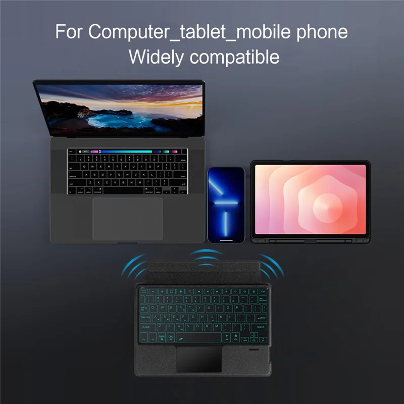 For Samsung Galaxy Tab S11 Leather Case + Bluetooth-Compatible Keyboard with Backlight Trackpad