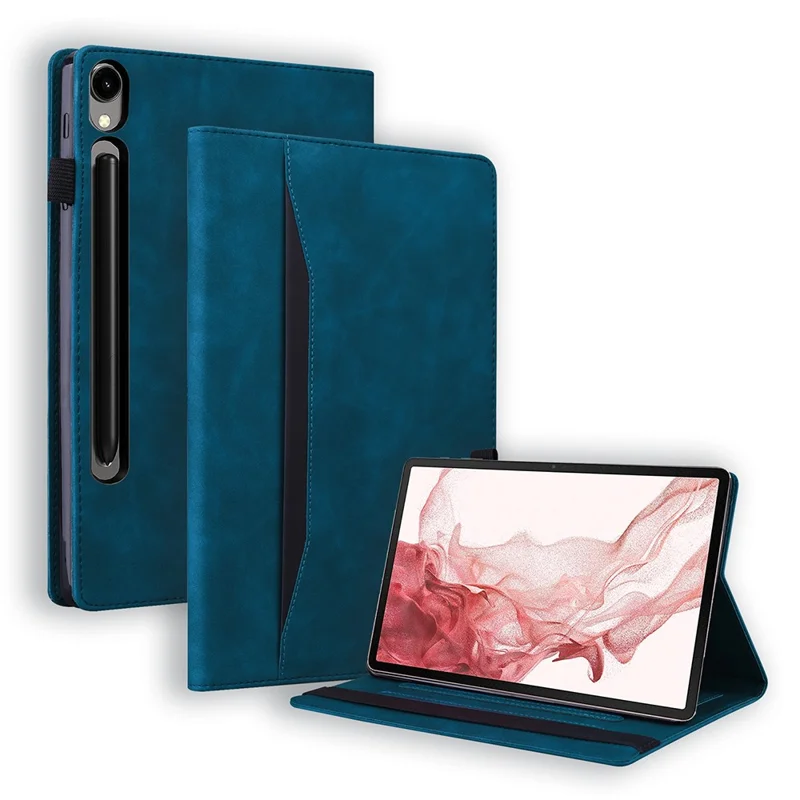 Tablet Case For Samsung Galaxy Tab S10 Lite / S10 FE / S9 / S9 FE / S8 / S7 , PU Leather Protective Folio Cover with Card Holder - Blue