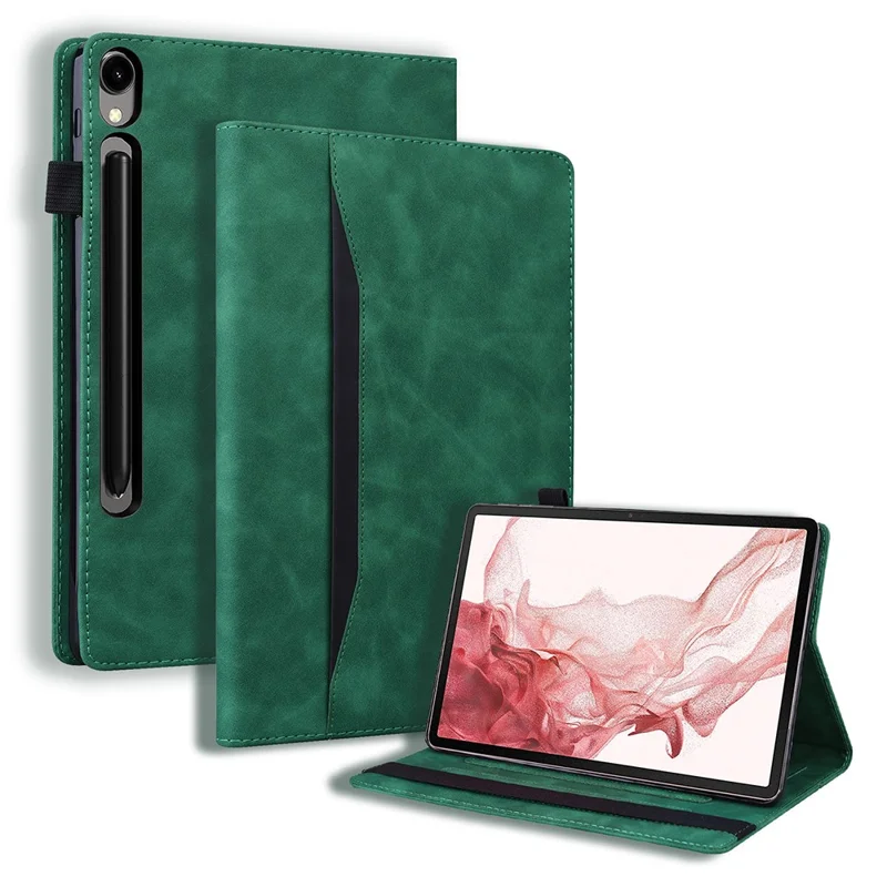 Tablet Case For Samsung Galaxy Tab S10 Lite / S10 FE / S9 / S9 FE / S8 / S7 , PU Leather Protective Folio Cover with Card Holder - Green