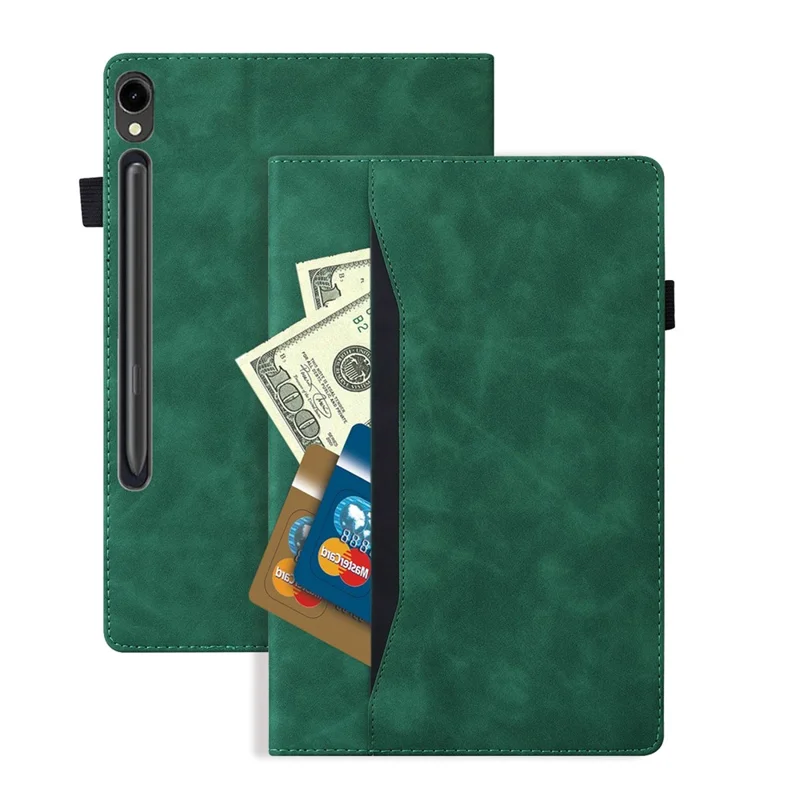 Tablet Case For Samsung Galaxy Tab S10 Lite / S10 FE / S9 / S9 FE / S8 / S7 , PU Leather Protective Folio Cover with Card Holder - Green