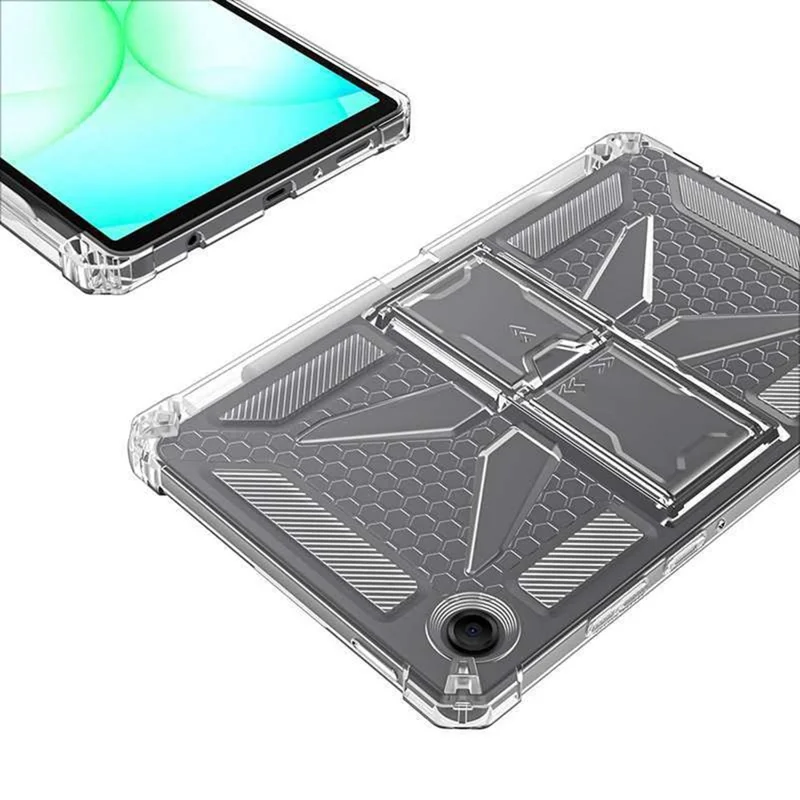 For Samsung Galaxy Tab A11+ Clear Case Kickstand Shockproof TPU + PC Tablet Cover with Pen Slot