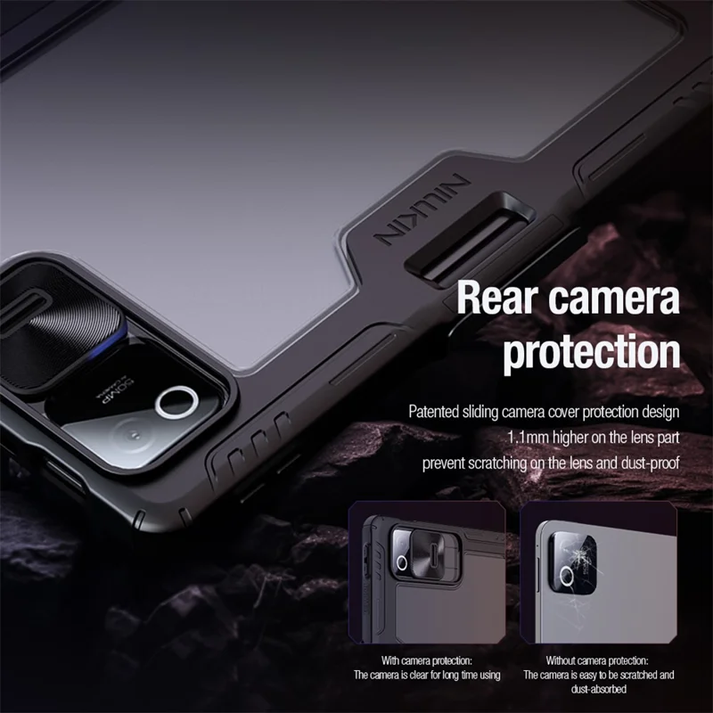 NILLKIN Bumper Leather Case Pro for Xiaomi Pad 8  /  8 Pro Slide Camera Lid Origami Stand Tablet Cover Auto Wake  /  Sleep