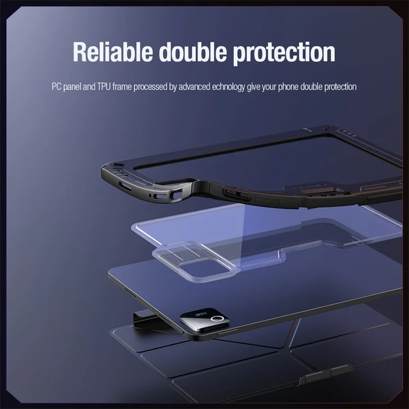 NILLKIN Bumper Leather Case Pro for Xiaomi Pad 8  /  8 Pro Slide Camera Lid Origami Stand Tablet Cover Auto Wake  /  Sleep