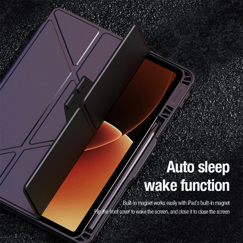 NILLKIN Bumper Leather Case Pro for Xiaomi Pad 8  /  8 Pro Slide Camera Lid Origami Stand Tablet Cover Auto Wake  /  Sleep