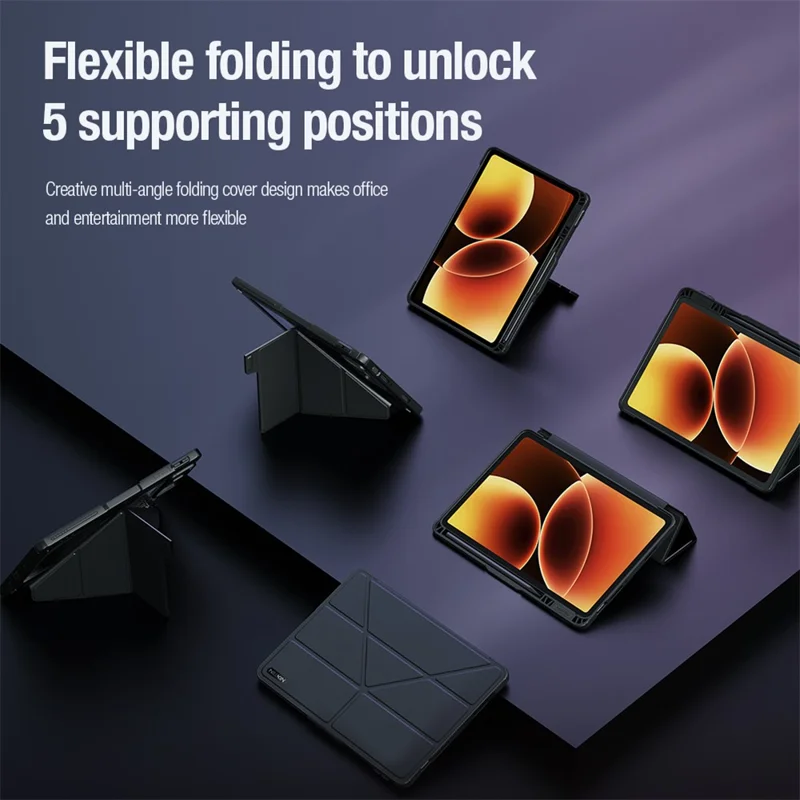 NILLKIN Bumper Leather Case Pro for Xiaomi Pad 8  /  8 Pro Slide Camera Lid Origami Stand Tablet Cover Auto Wake  /  Sleep