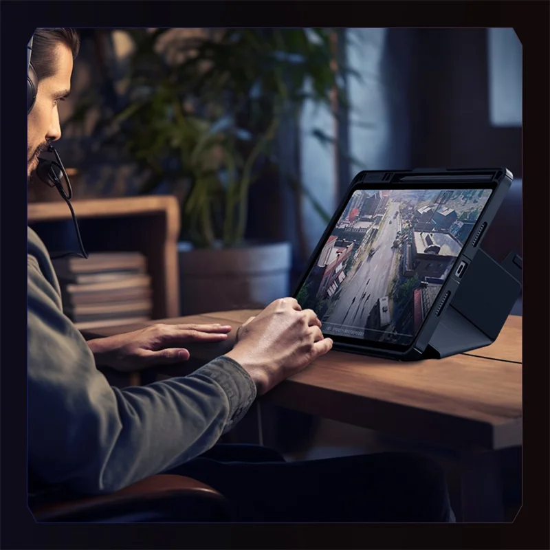 NILLKIN Bumper Leather Case Pro for Xiaomi Pad 8  /  8 Pro Slide Camera Lid Origami Stand Tablet Cover Auto Wake  /  Sleep