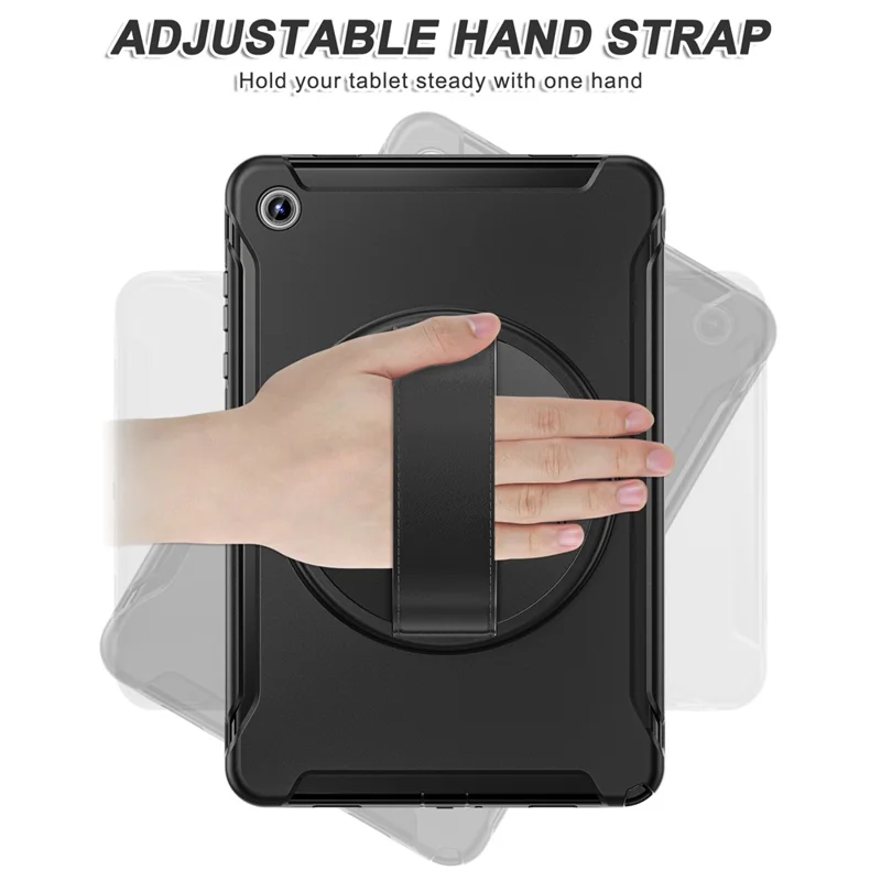 For Samsung Galaxy Tab A11+ Case Kickstand PC + TPU + Silicone Cover - Black