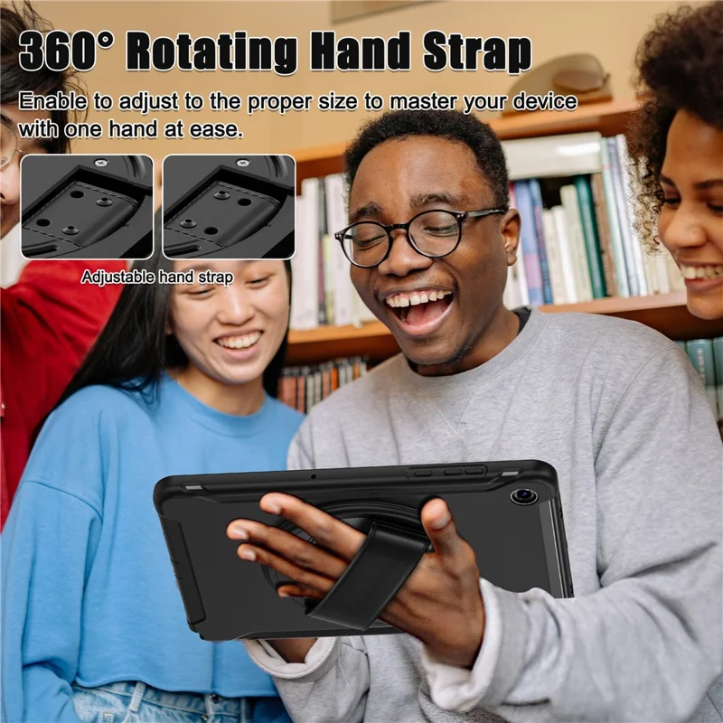 For Samsung Galaxy Tab A11+ Case Kickstand PC + TPU + Silicone Cover - Black