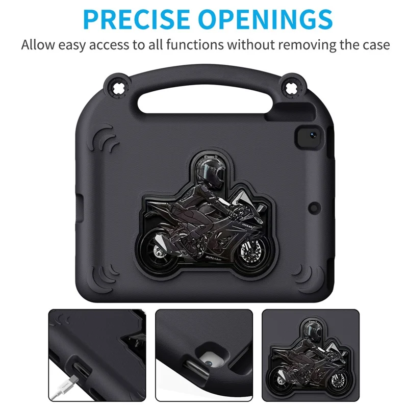 Capa EVA para iPad 10.2 (2021) / (2020) / (2019) / Air 10.5 polegadas (2019) Suporte de Motocicleta à Prova de Choque com Alça - Preto