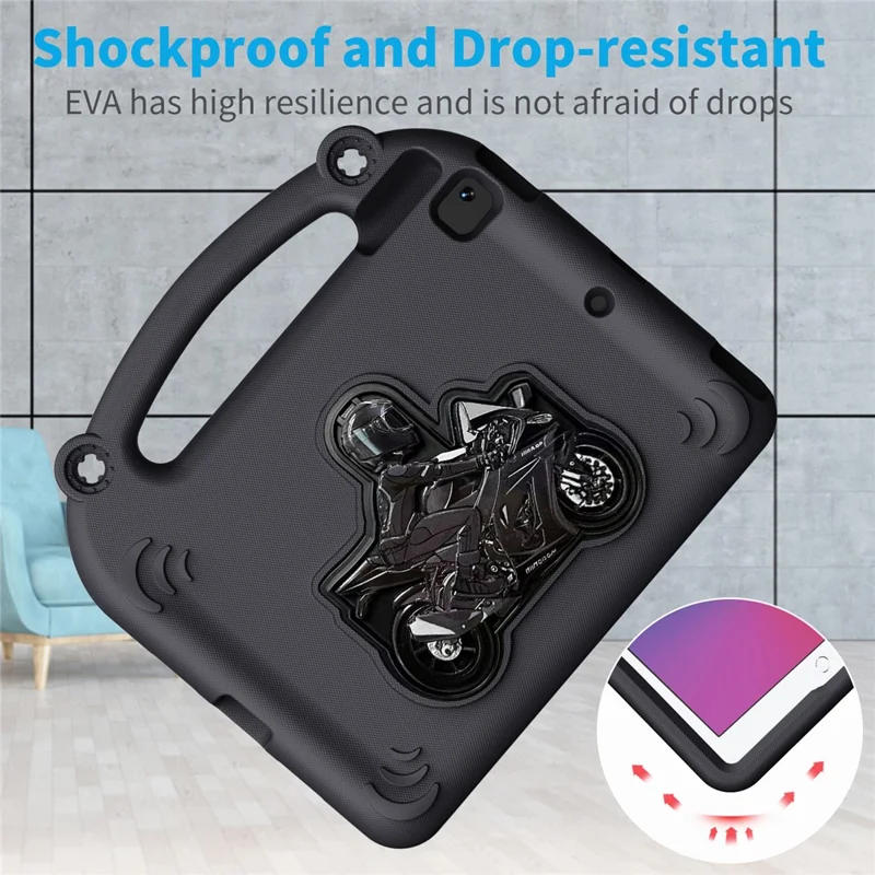Étui EVA pour iPad 9,7 pouces (2018) / (2017) / Air 2 / Air (2013) Support de moto Étui de tablette antichoc avec poignée - Noir