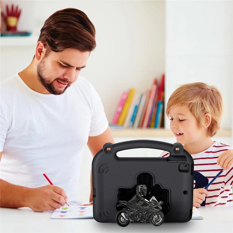 Étui EVA pour iPad 9,7 pouces (2018) / (2017) / Air 2 / Air (2013) Support de moto Étui de tablette antichoc avec poignée - Noir