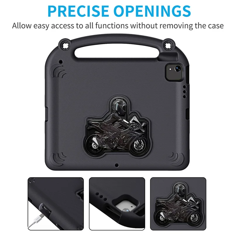 Motorcycle Kickstand EVA Case with Handle For iPad Pro 13 (2025)  /  (2024)  /  Pro 12.9 (2022)  /  (2021)  /  (2020)  /  (2018)  /  Air 13 (2025)  /  (2024) - Black