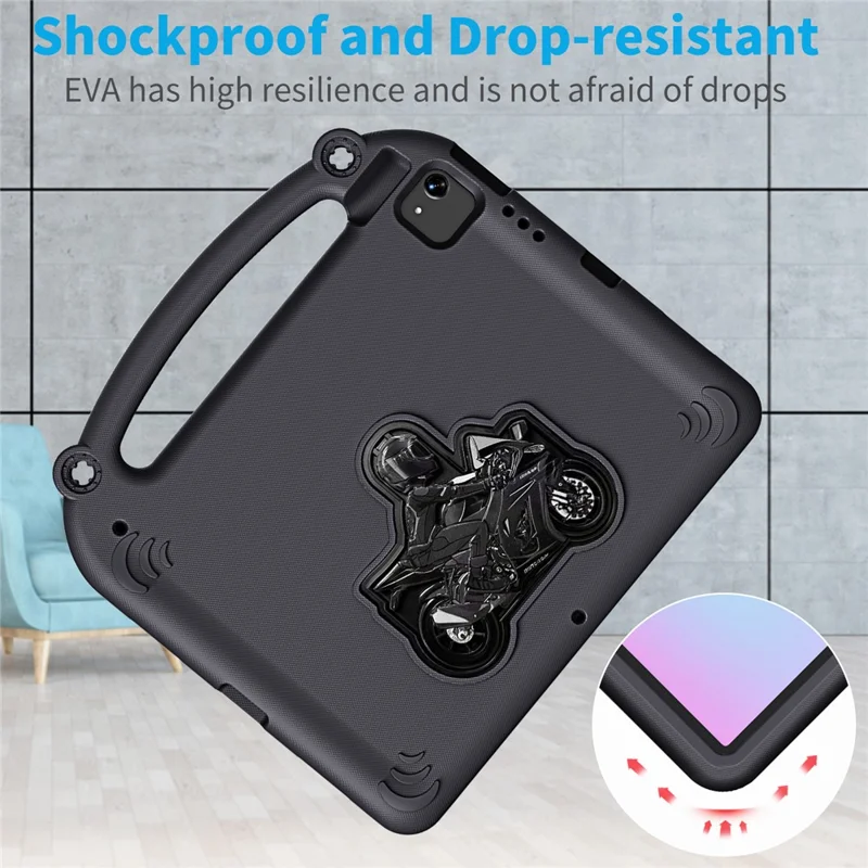 Motorcycle Kickstand EVA Case with Handle For iPad Pro 13 (2025)  /  (2024)  /  Pro 12.9 (2022)  /  (2021)  /  (2020)  /  (2018)  /  Air 13 (2025)  /  (2024) - Black