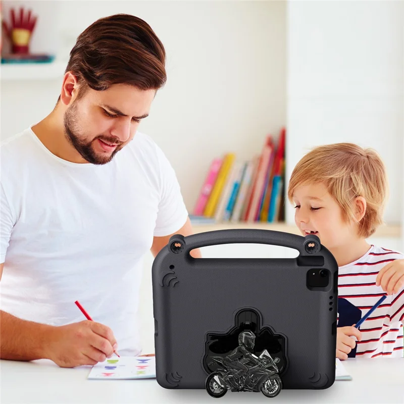 Motorcycle Kickstand EVA Case with Handle For iPad Pro 13 (2025)  /  (2024)  /  Pro 12.9 (2022)  /  (2021)  /  (2020)  /  (2018)  /  Air 13 (2025)  /  (2024) - Black