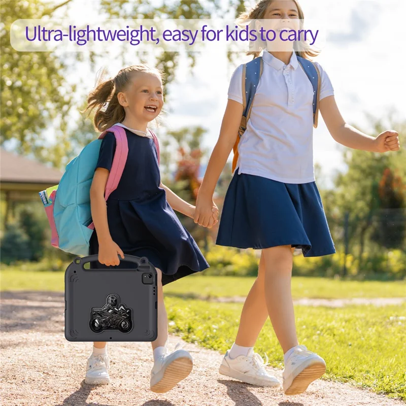 Motorcycle Kickstand EVA Case with Handle For iPad Pro 13 (2025)  /  (2024)  /  Pro 12.9 (2022)  /  (2021)  /  (2020)  /  (2018)  /  Air 13 (2025)  /  (2024) - Black