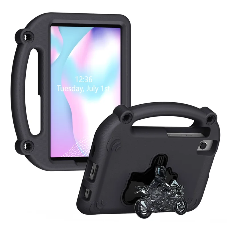 Motorcycle Kickstand EVA Case with Handle For Samsung Galaxy Tab A11 / A9 / A7 Lite 8.7-inch / A 8.0 (2019) - Black