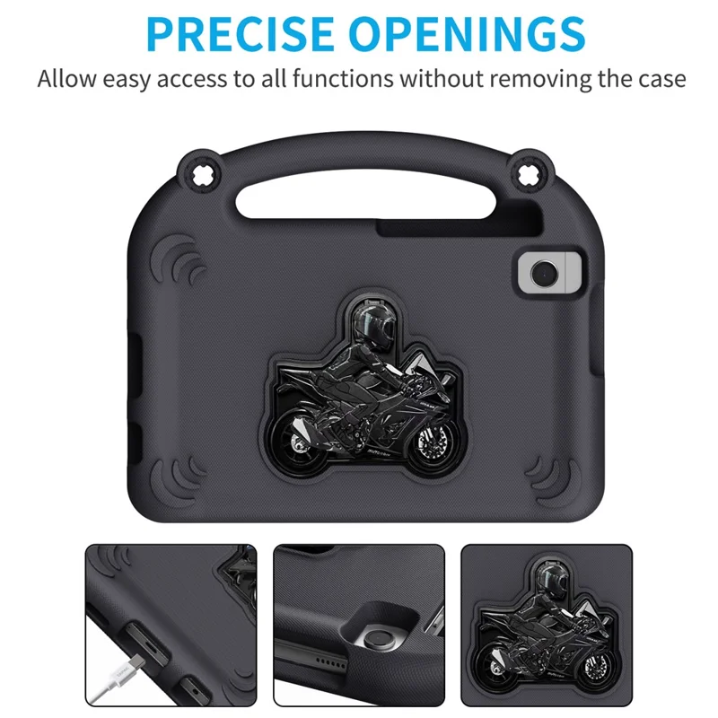 Motorcycle Kickstand EVA Case with Handle For Samsung Galaxy Tab A11 / A9 / A7 Lite 8.7-inch / A 8.0 (2019) - Black