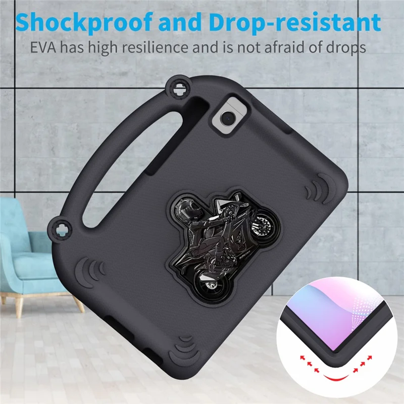 Motorcycle Kickstand EVA Case with Handle For Samsung Galaxy Tab A11 / A9 / A7 Lite 8.7-inch / A 8.0 (2019) - Black